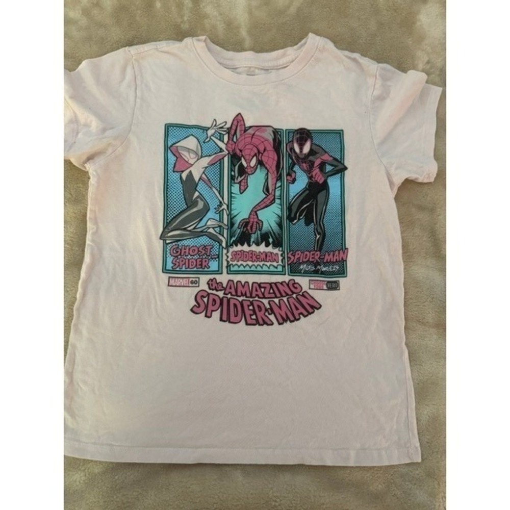 Marvel‎ SpiderMan Kids Pink Graphic Tee  Shirt 14/16 (A)